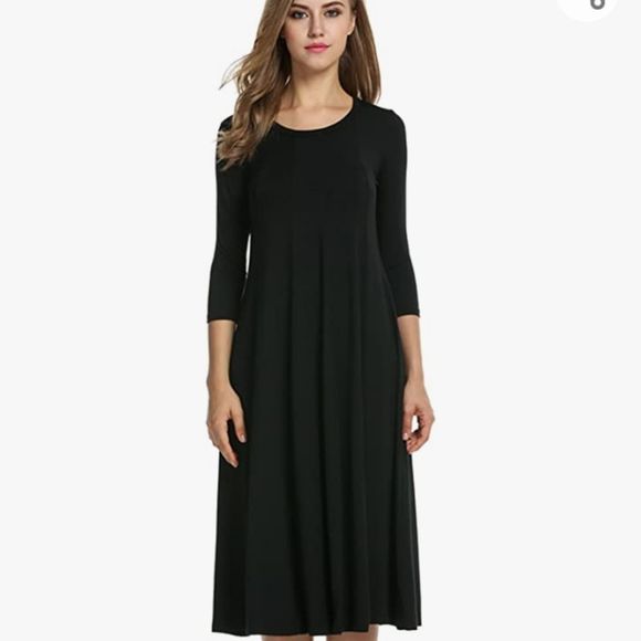 Hotouch Dresses & Skirts - NWOT Black  Women's 3/4 Sleeve A-line and Flare Midi Long Dress  Size L